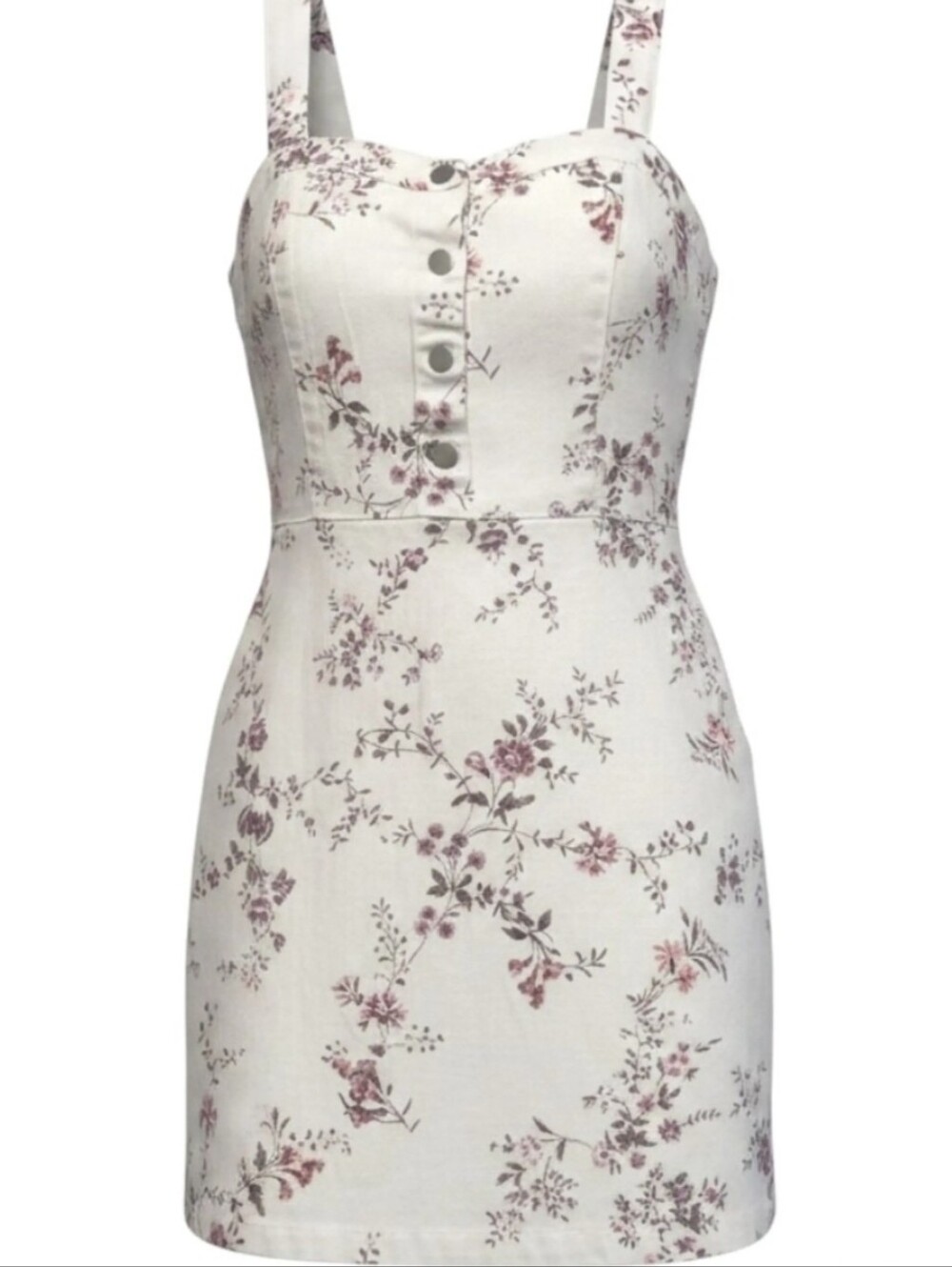 No Boundries Floral Sweetheart Mini Dress - White with Pink Floral